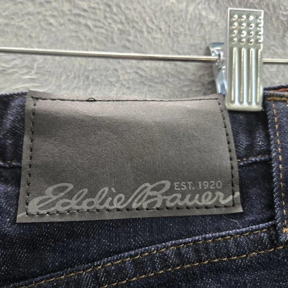 Eddie Bauer Men Jeans 30X32 Dark Blue Denim Buffalo Plaid Lined Flannel‎ 31